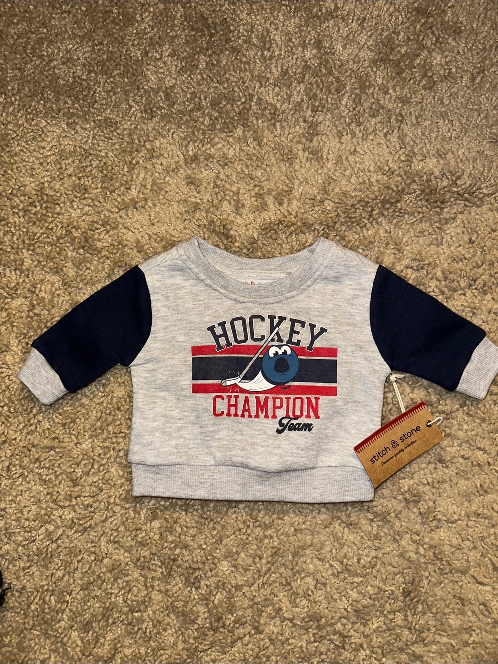 NWT Stitch & Stone Gray and Navy Blue Sweatshirt (3 Months)